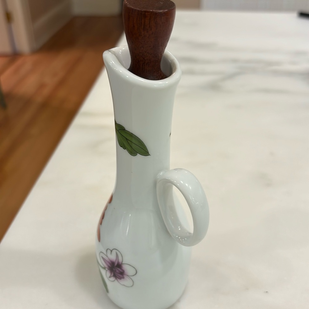 Royal‎ Worcester Evesham Oil or Vinegar Cruets with Wood Stopper